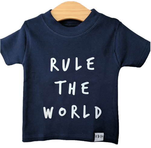 Navy & White Rule the World Tee
